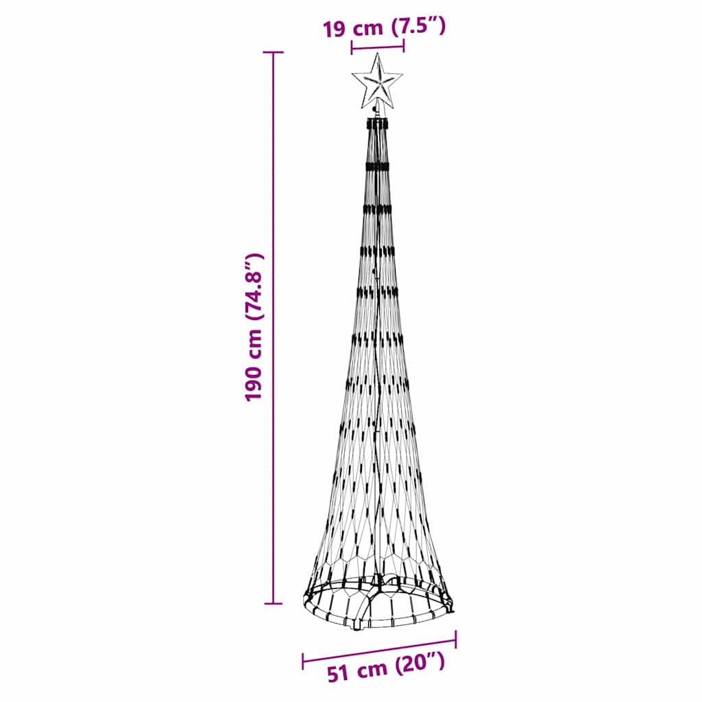 LED božićno drvce Topla bijela 51 x 51 x 190 cm Metal