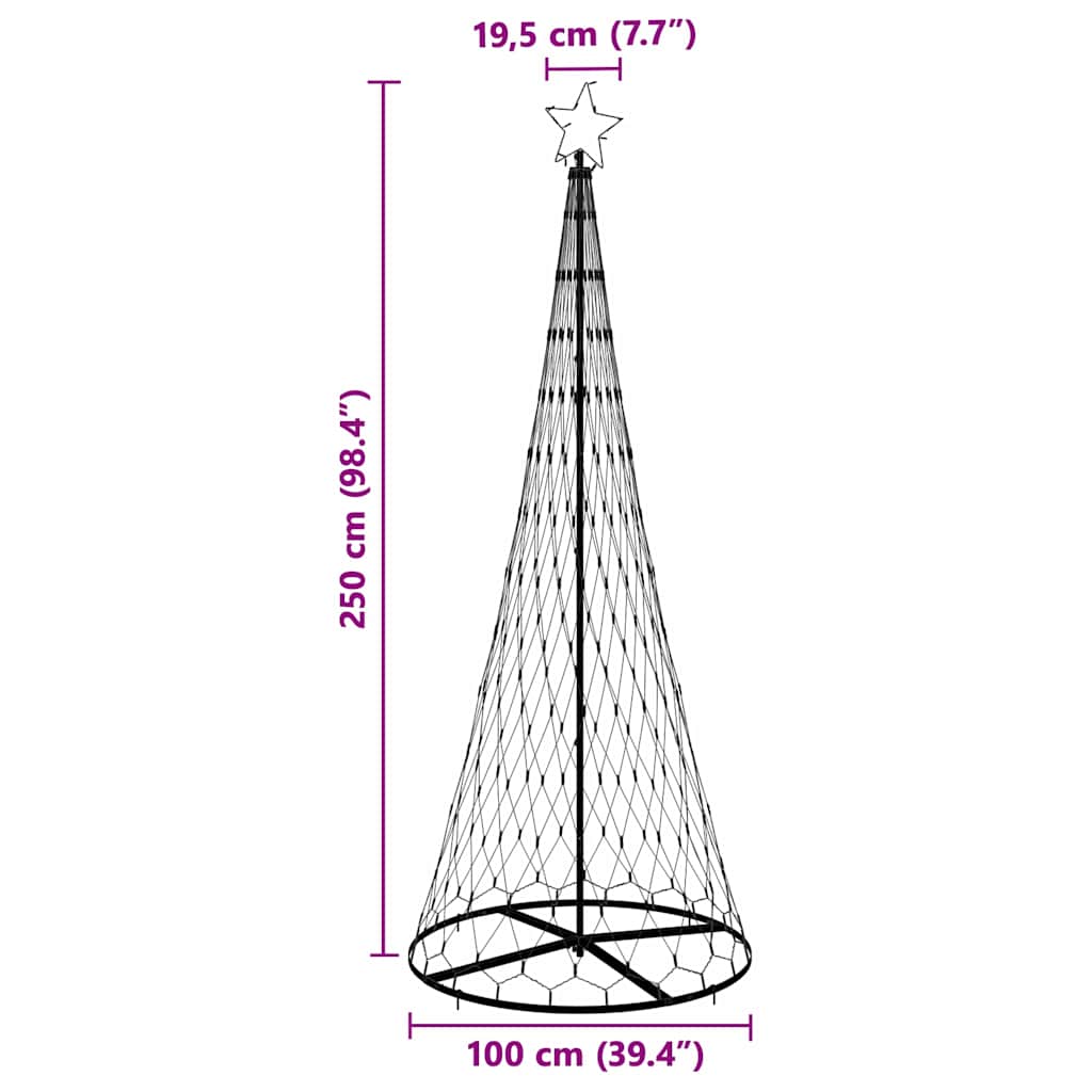 LED božićno drvce s 295 LED svjetlima Topla bijela 250 cm Metal