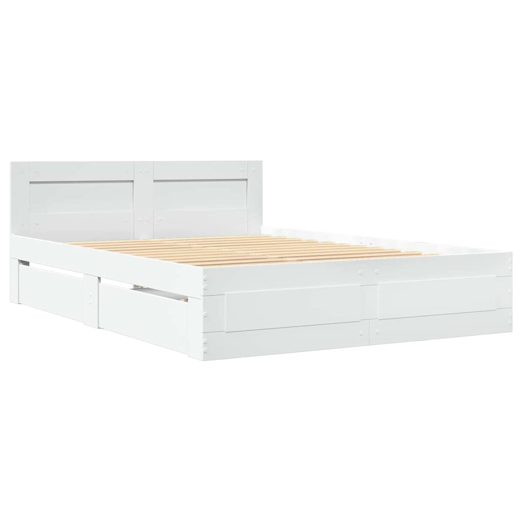Krevetna konstrukcija s uzglavljem 2 pcs Bijeli 137 x 188 cm
