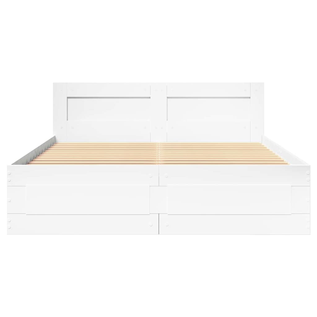Krevetna konstrukcija s uzglavljem 2 pcs Bijeli 137 x 188 cm