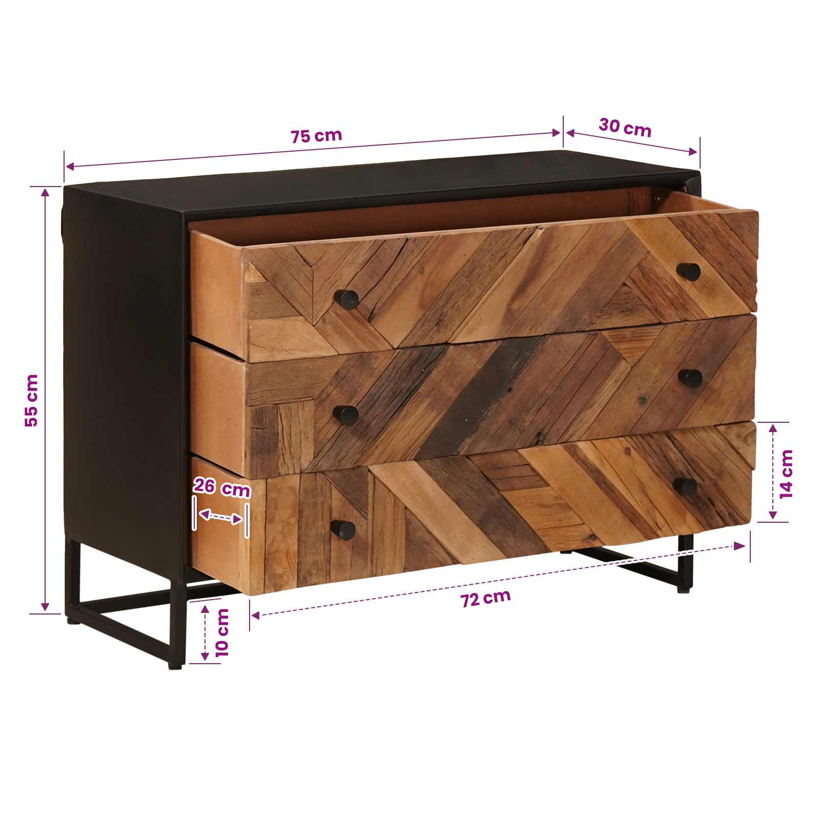 Ormar s ladicama s ladicama 75 x 30 x 54 cm