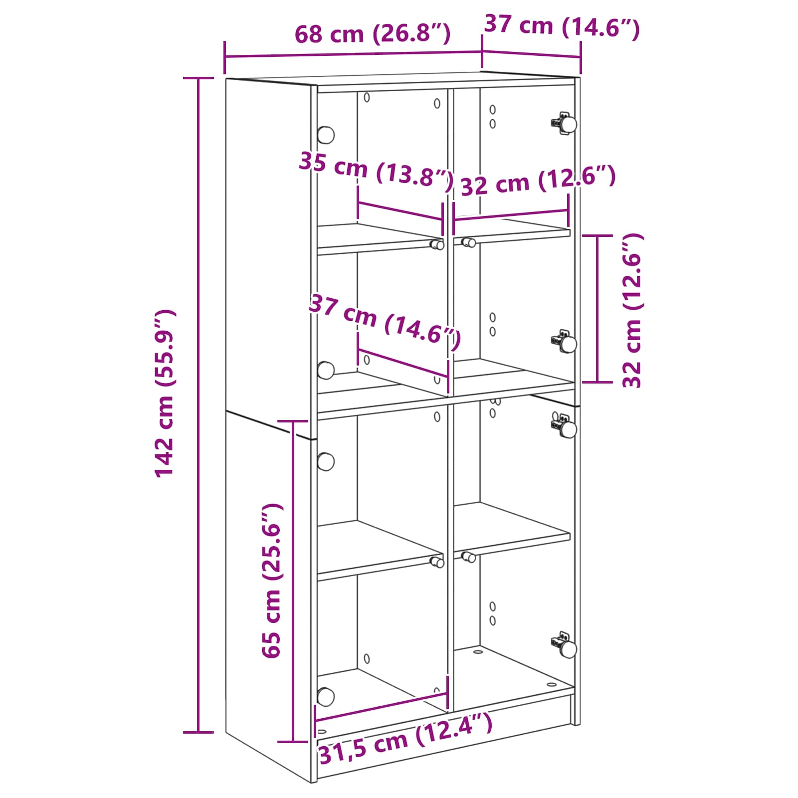 Highboard Umjetnički hrast 68 x 37 x 142 cm Konstruirano drvo