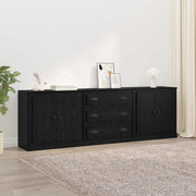 Komode 3 pcs Crni hrast 210 x 35,5 x 67,5 cm Konstruirano drvo