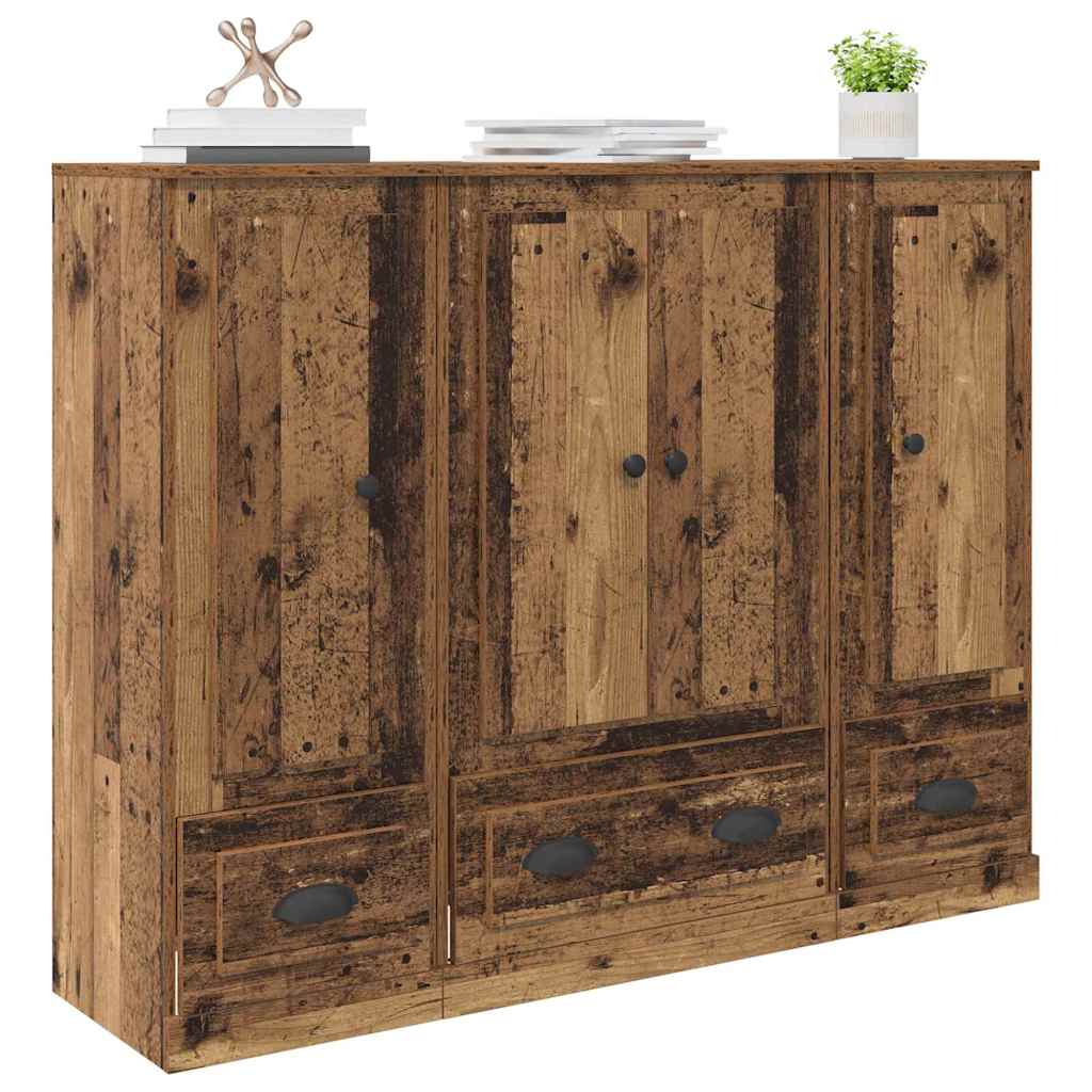 Highboard s ladicama 3 pcs Staro drvo Konstruirano drvo