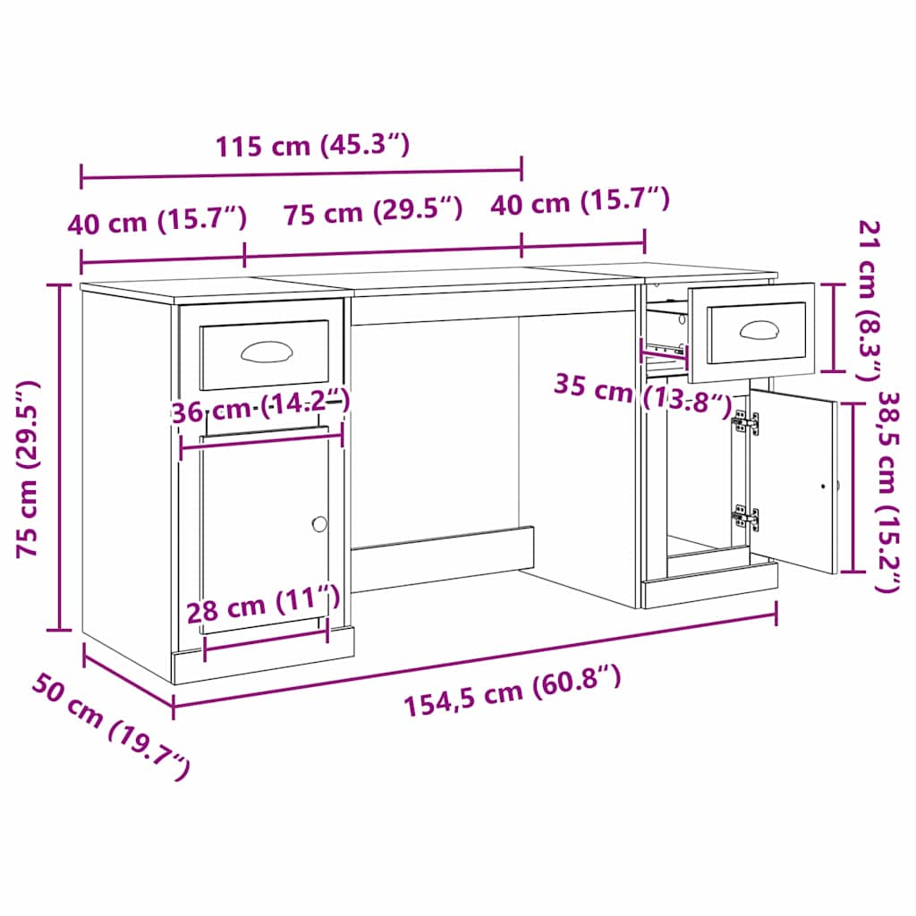 Stol s ormarom Staro drvo 154,5 x 50 x 75 cm Konstruirano drvo