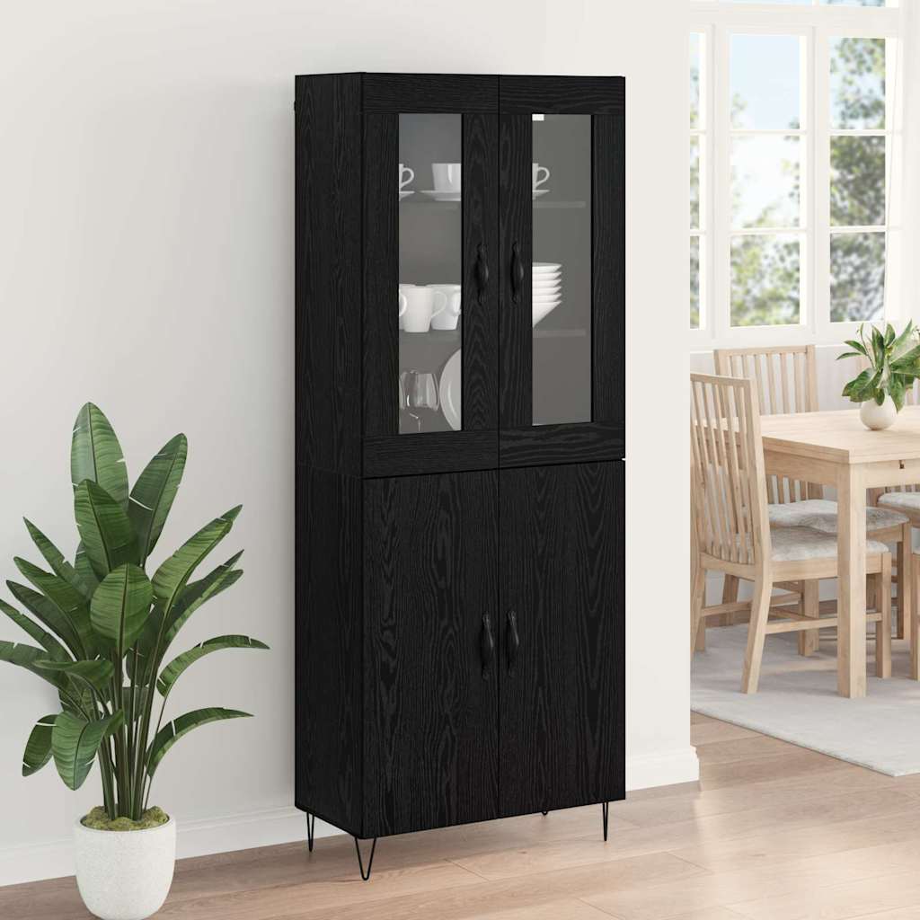 Highboard Bijeli i crni hrast 69,5 x 34 x 180 cm