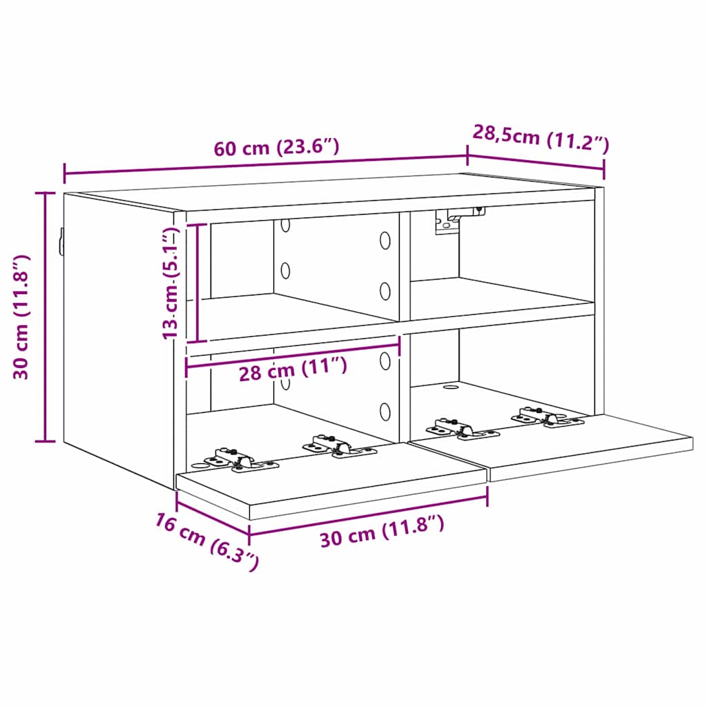TV zidne jedinice 4 pcs Crni hrast Konstruirano drvo