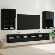 Set zidnog ormarića za TV 7 pcs Crni hrast Konstruirano drvo