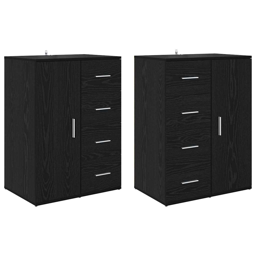Komode s ladicama Corona 2 pcs Crni hrast 59 x 39 x 80 cm