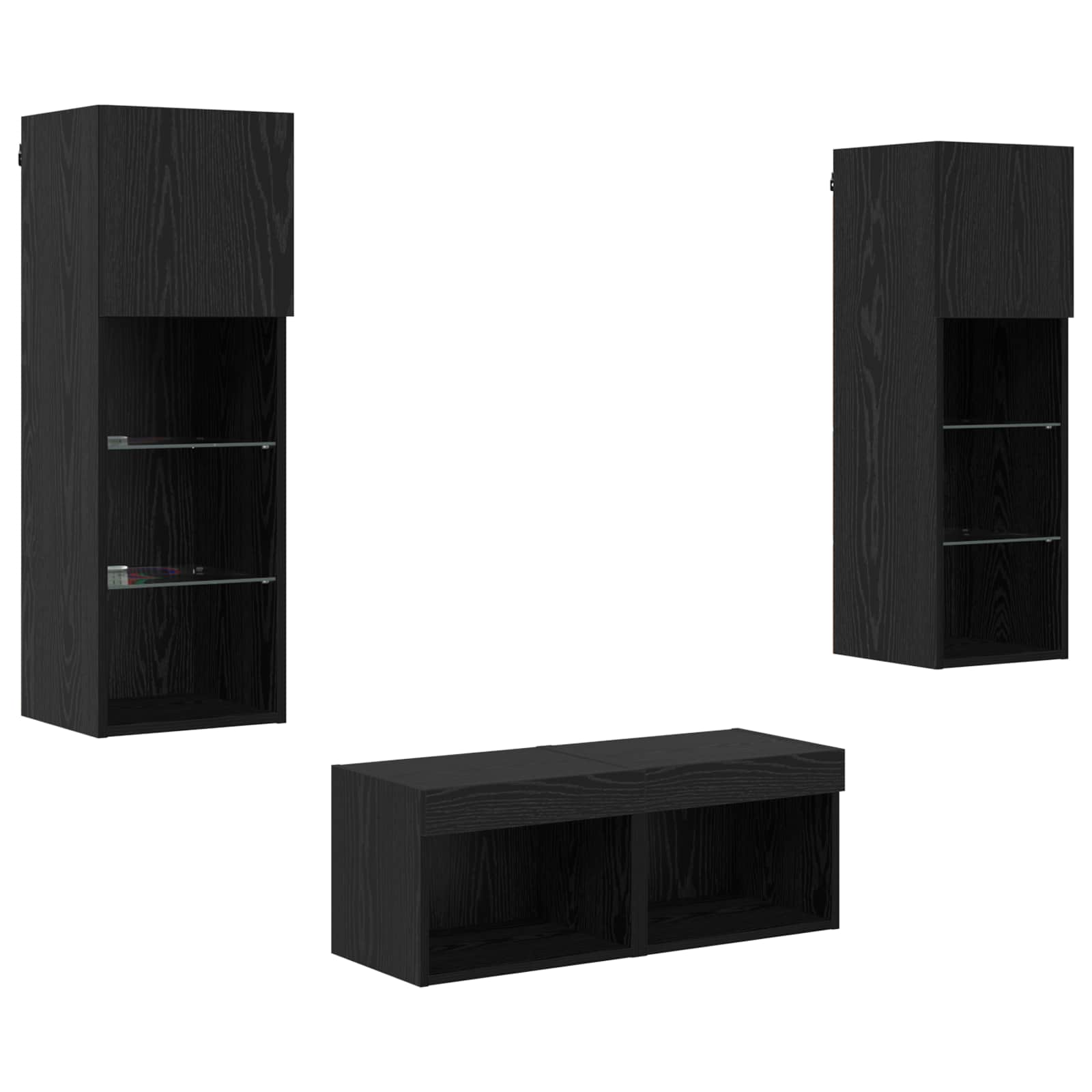 TV zidni ormari Zidne 4 pcs Crni hrast Konstruirano drvo