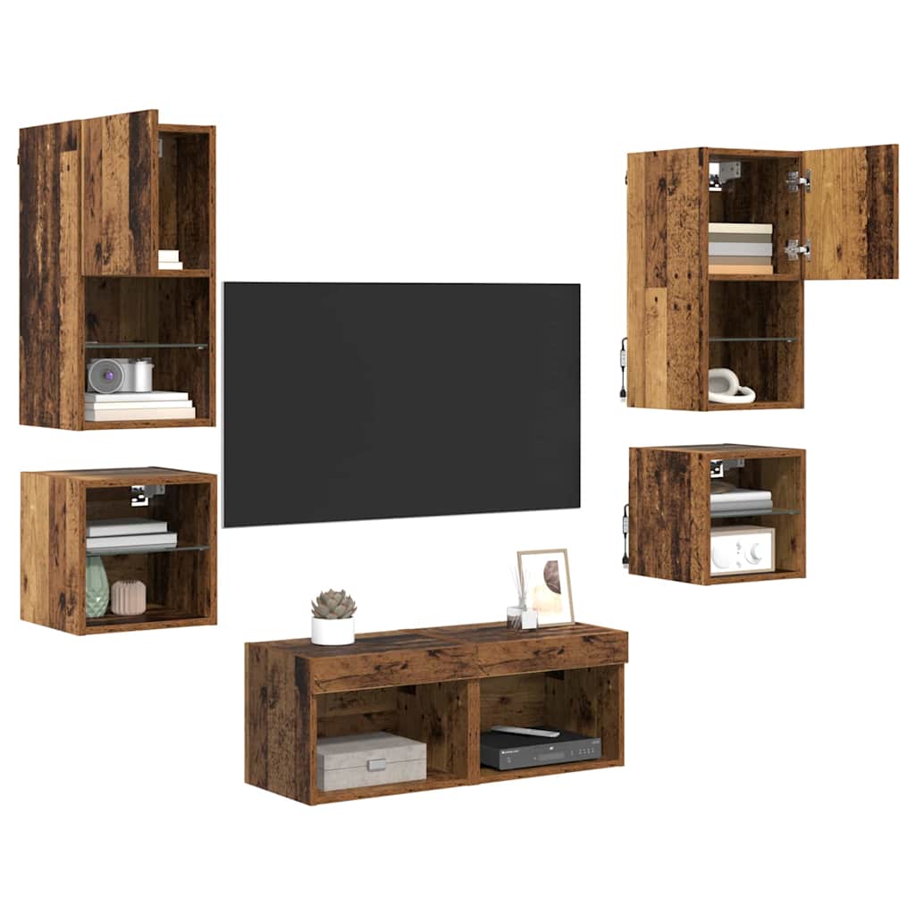 TV zidne jedinice 8 pcs Staro drvo Konstruirano drvo