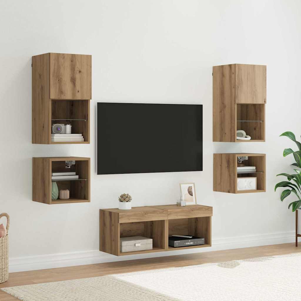 TV zidne jedinice 8 pcs Umjetnički hrast Konstruirano drvo