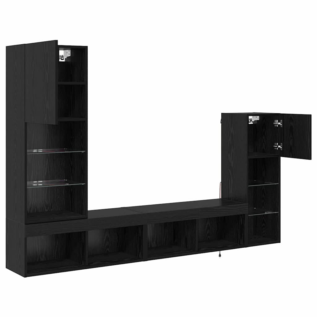 TV zidne jedinice Zidne 4 pcs Crni hrast Konstruirano drvo