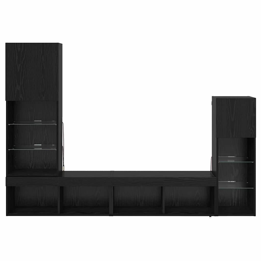 TV zidne jedinice Zidne 4 pcs Crni hrast Konstruirano drvo