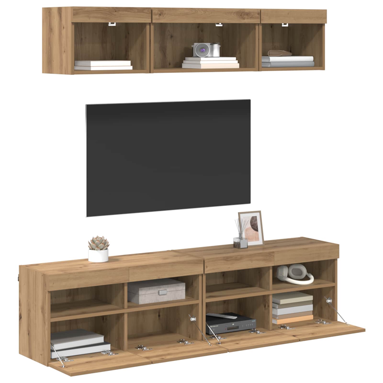 TV zidne jedinice s LED-om Zidne 5 pcs Umjetnički hrast