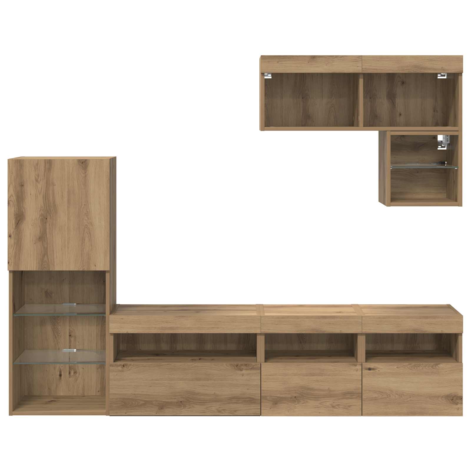 TV zidne jedinice 6 pcs Umjetnički hrast Konstruirano drvo