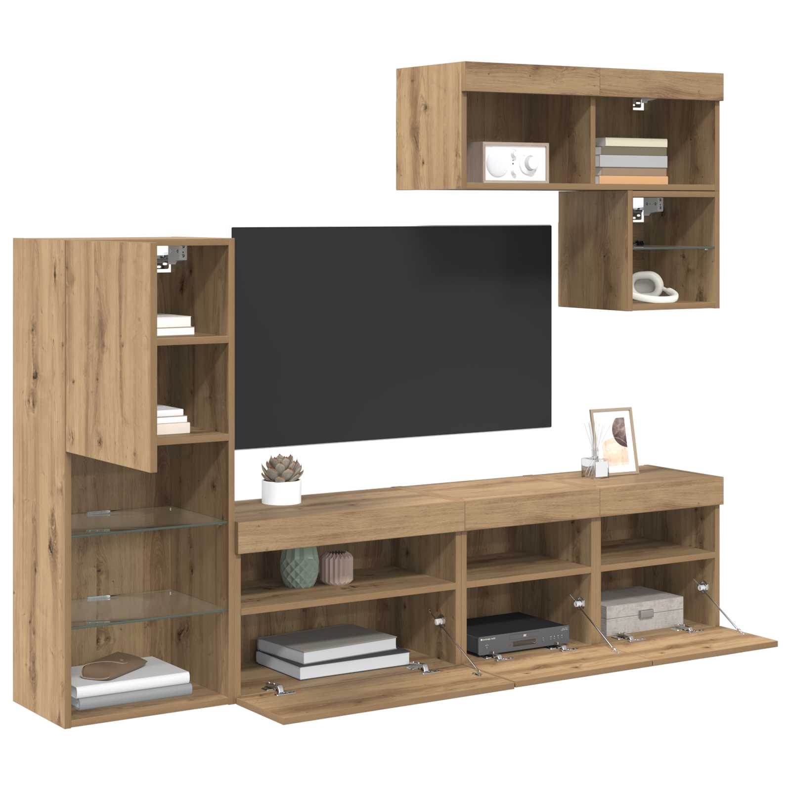 TV zidne jedinice 6 pcs Umjetnički hrast Konstruirano drvo
