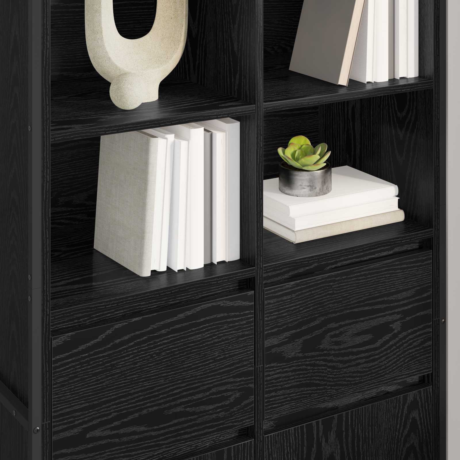 Kreveta 2 pcs Crni hrast 81 x 36 x 150.5 cm Konstruirano drvo