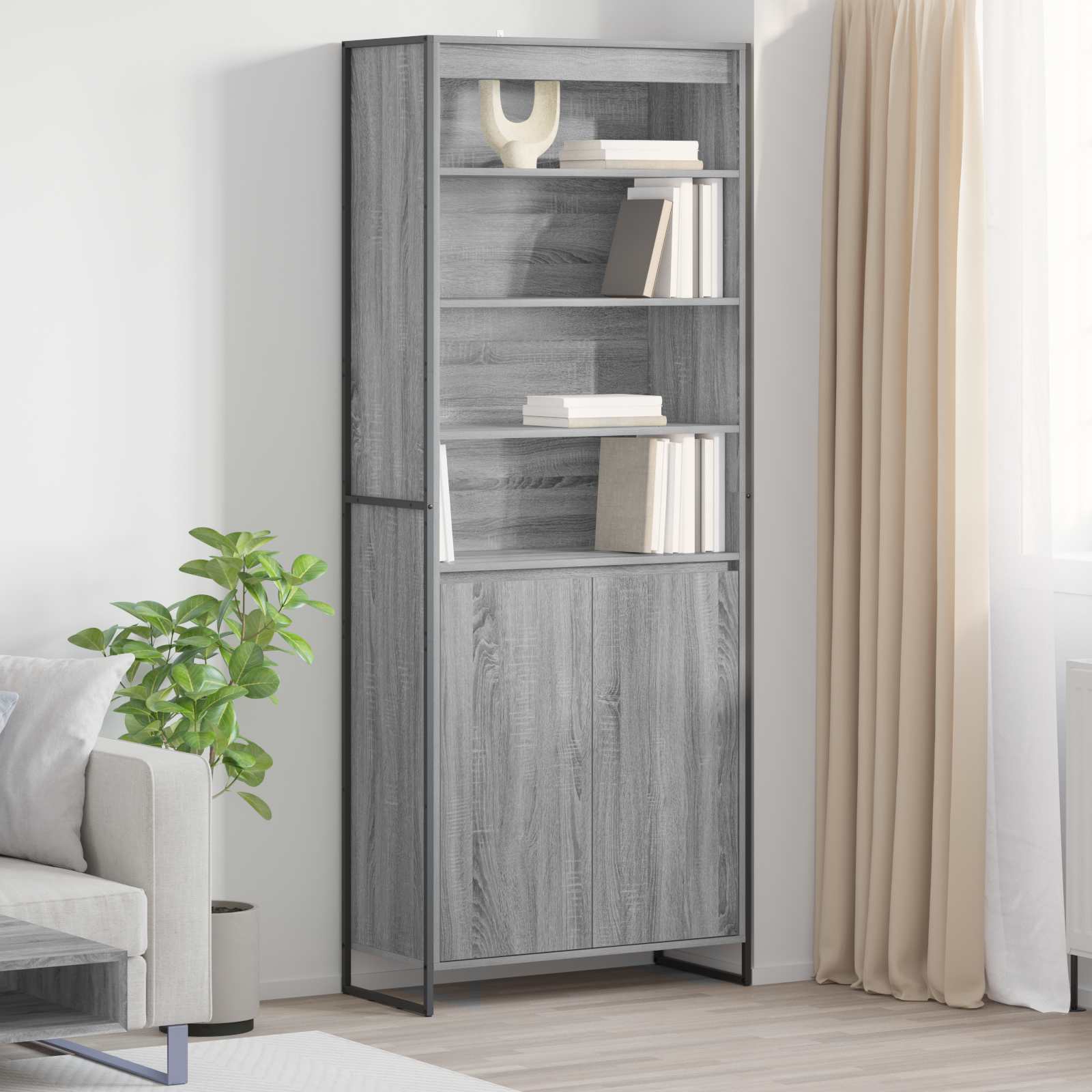 Visoki ormari Siva Sonoma 79 x 36 x 200 cm Konstruirano drvo