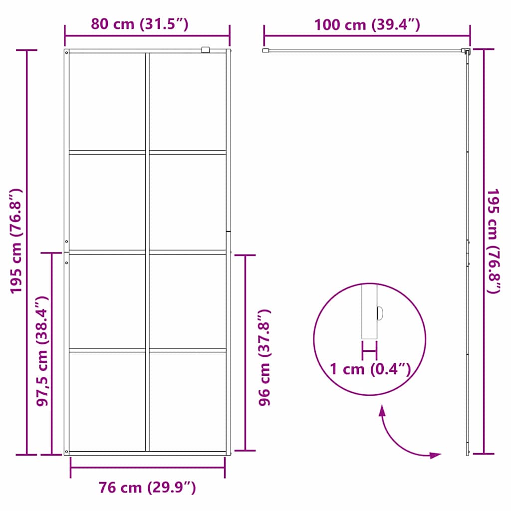 Zid za walk-in tuš Zlatno 80 x 195 cm Staklo otporno na udarce