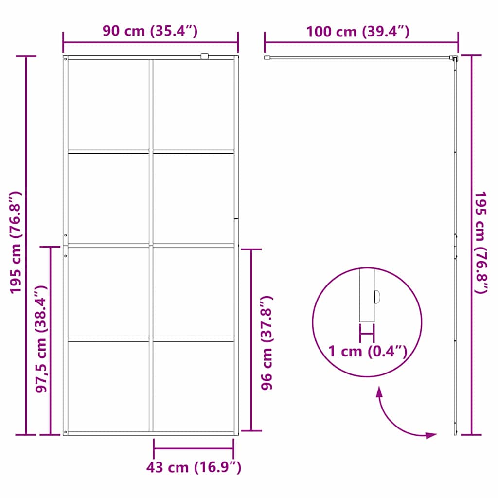 Zid za walk-in tuš Zlatno 90 x 195 cm Staklo otporno na udarce