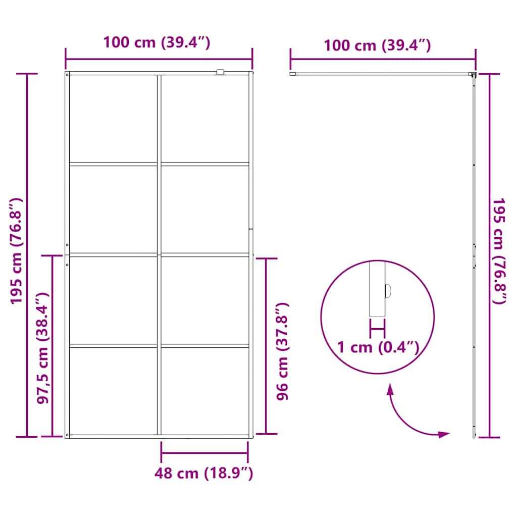 Zid za walk-in tuš Zlatno 100 x 195 cm Staklo otporno na udarce