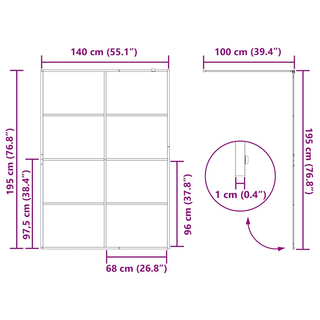Zid za walk-in tuš Zlatno 140 x 195 cm Staklo otporno na udarce