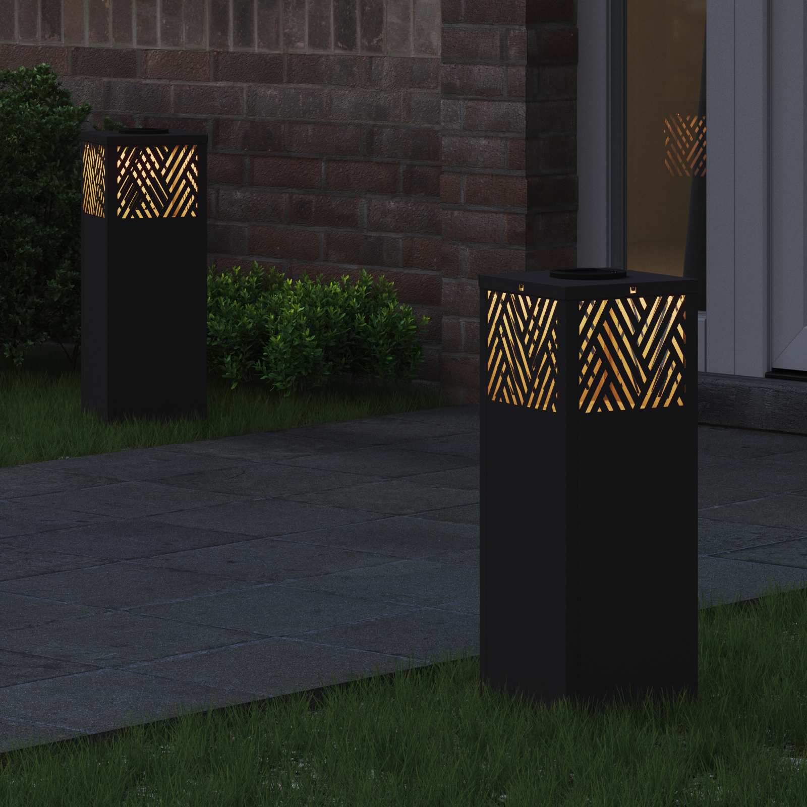 Solarna LED svjetlost za stazu 2 pcs Crna Hladno valjana čelika