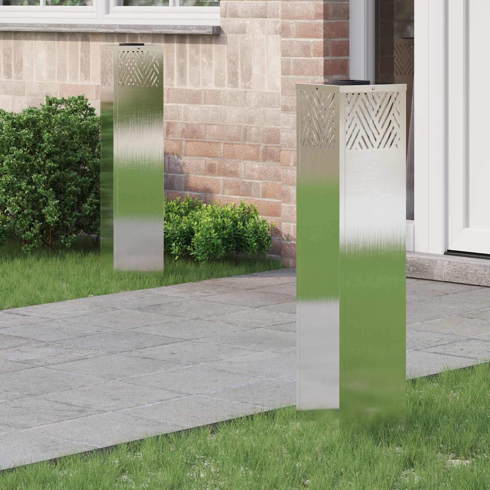 Solarna LED svjetlost za stazu 2 pcs Srebrno Nehrđajući čelik