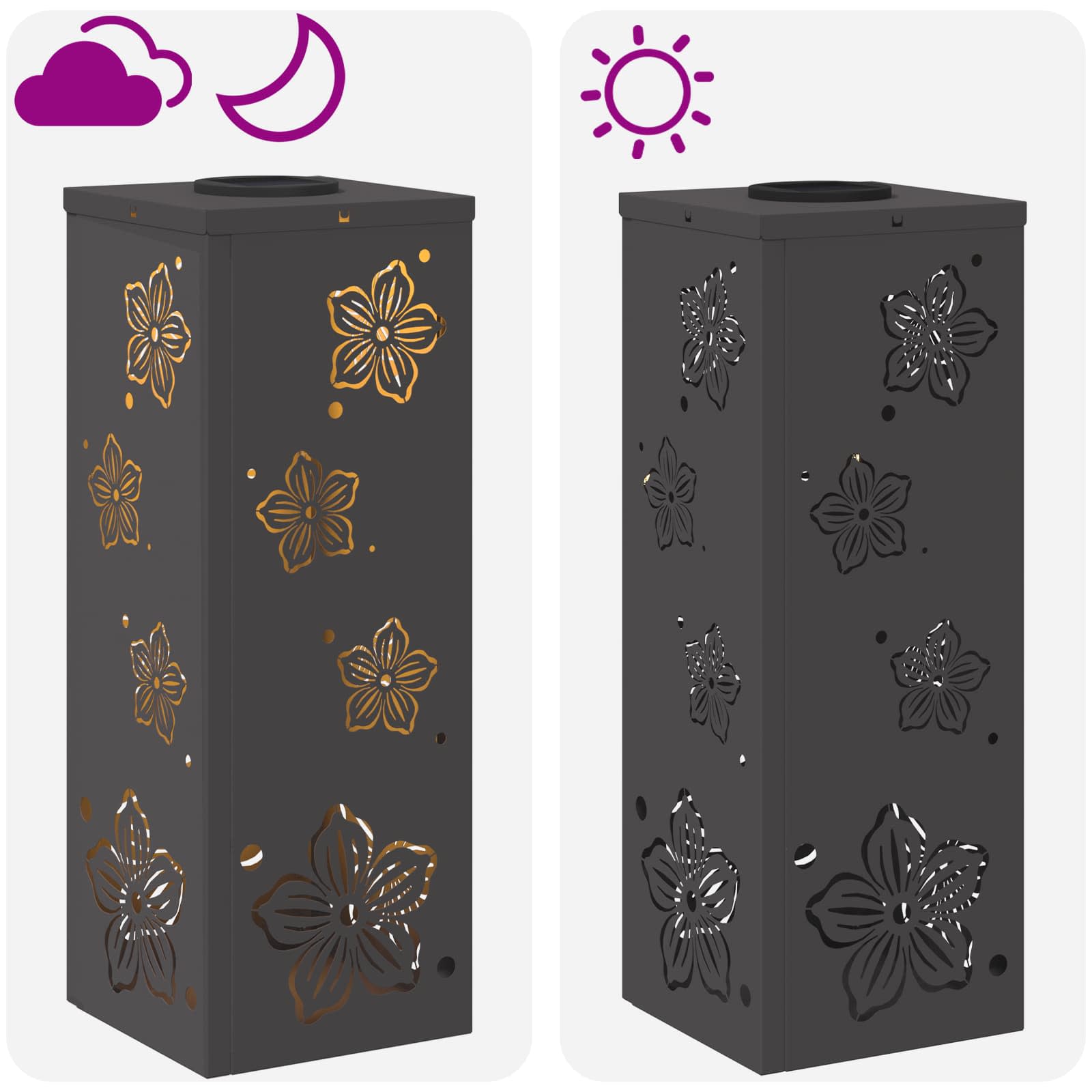 Solarna LED svjetlost za stazu 2 pcs Crna Hladno valjana čelika
