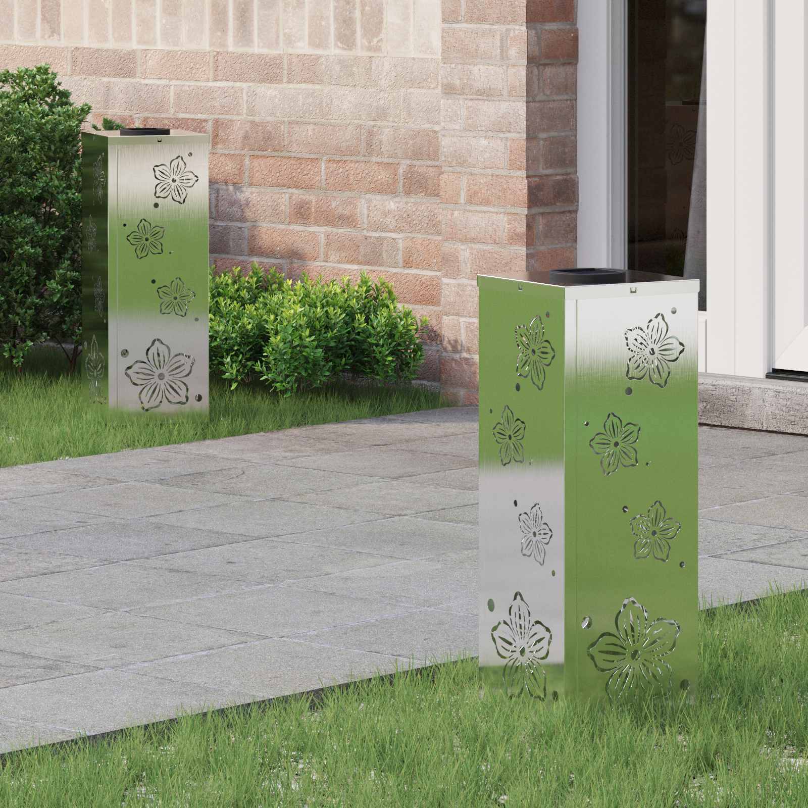 Solarna LED svjetlost za stazu 2 pcs Srebrno Nehrđajući čelik