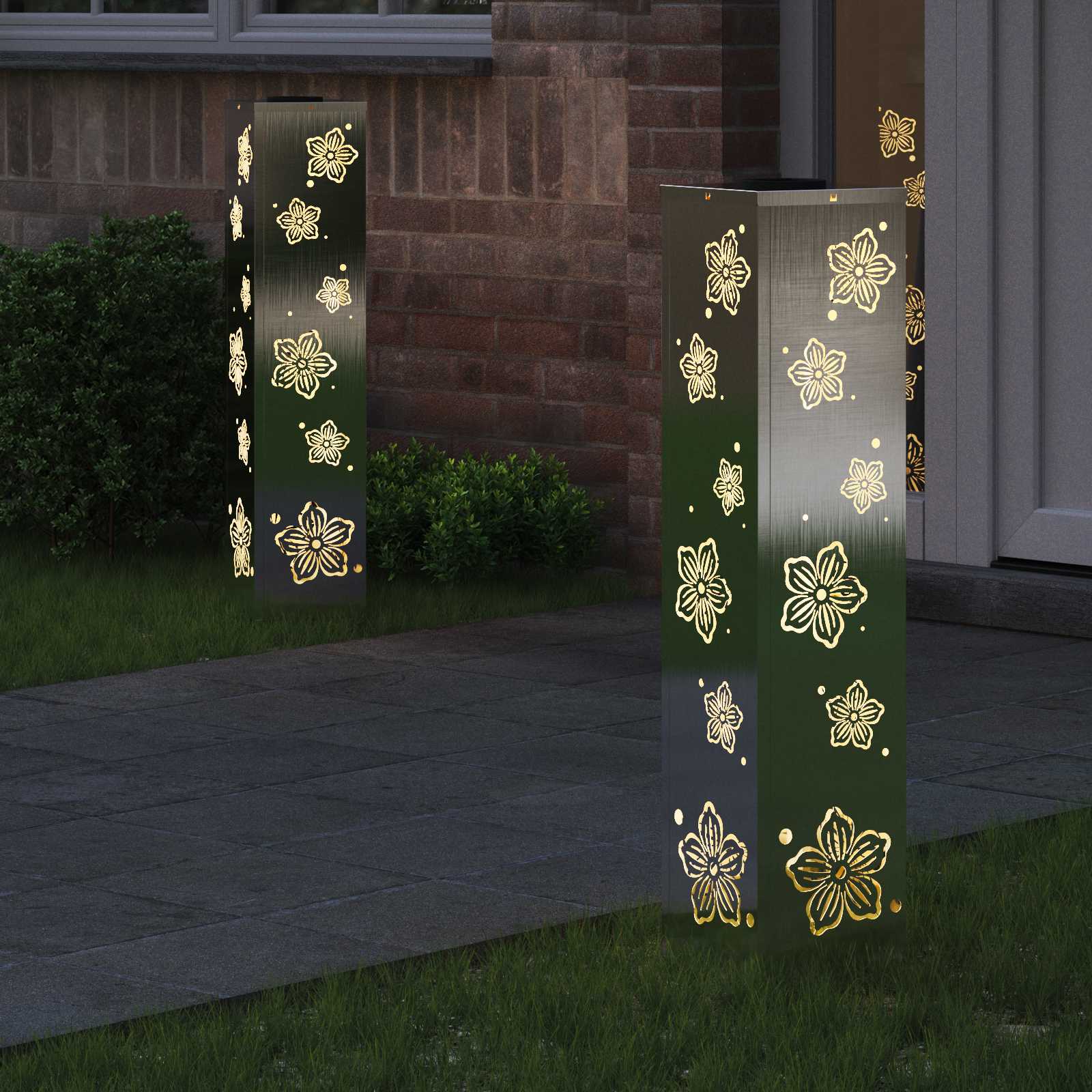 Solarna LED svjetlost za stazu 2 pcs Srebrno Nehrđajući čelik