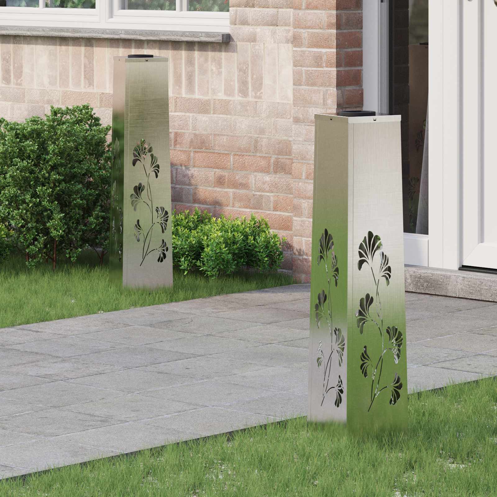 Solarna LED svjetlost za stazu 2 pcs Srebrno Nehrđajući čelik