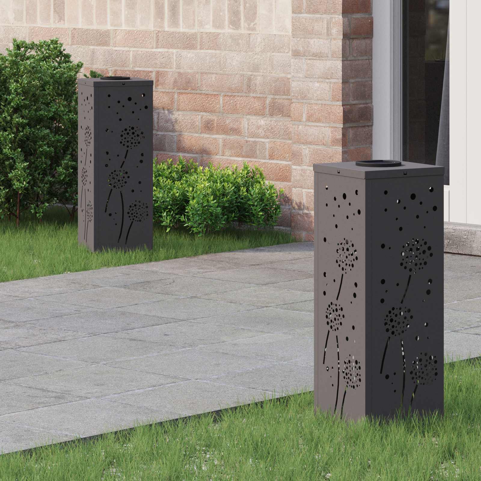Solarna LED svjetlost za stazu 2 pcs Crna Hladno valjana čelika