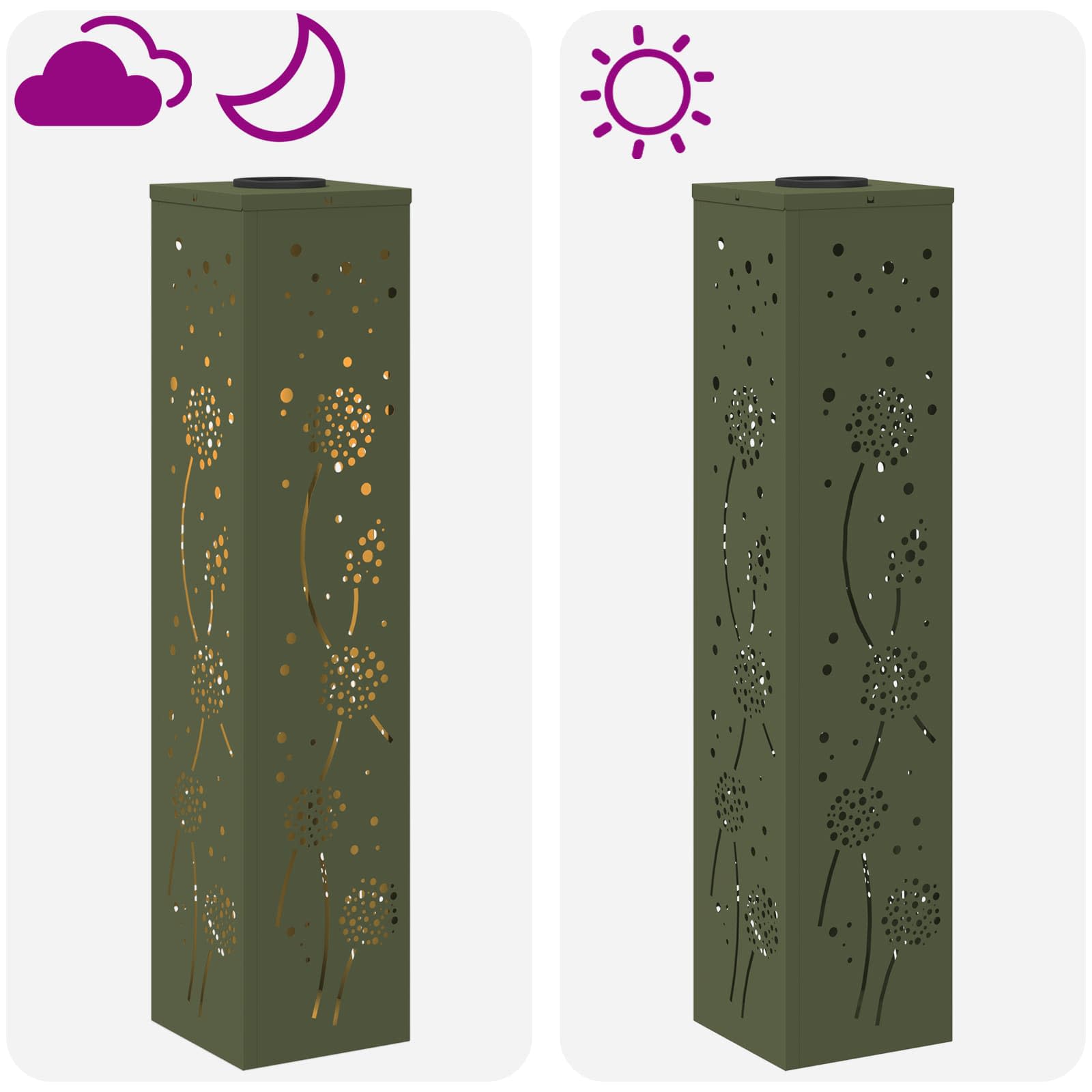 Solarna LED svjetlost za stazu 2 pcs Maslinasto zelena