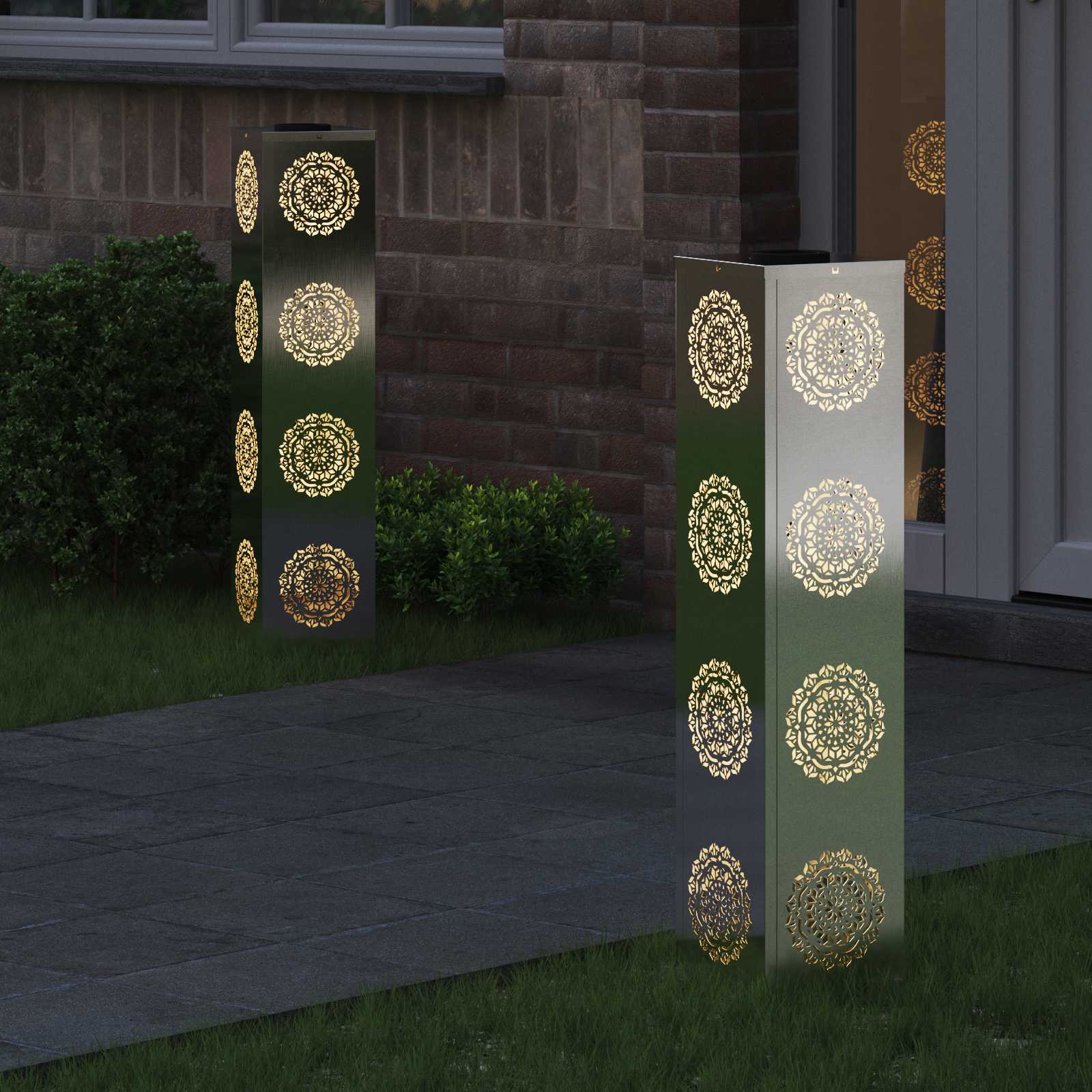 Solarna LED svjetlost za stazu 2 pcs Srebrno Nehrđajući čelik