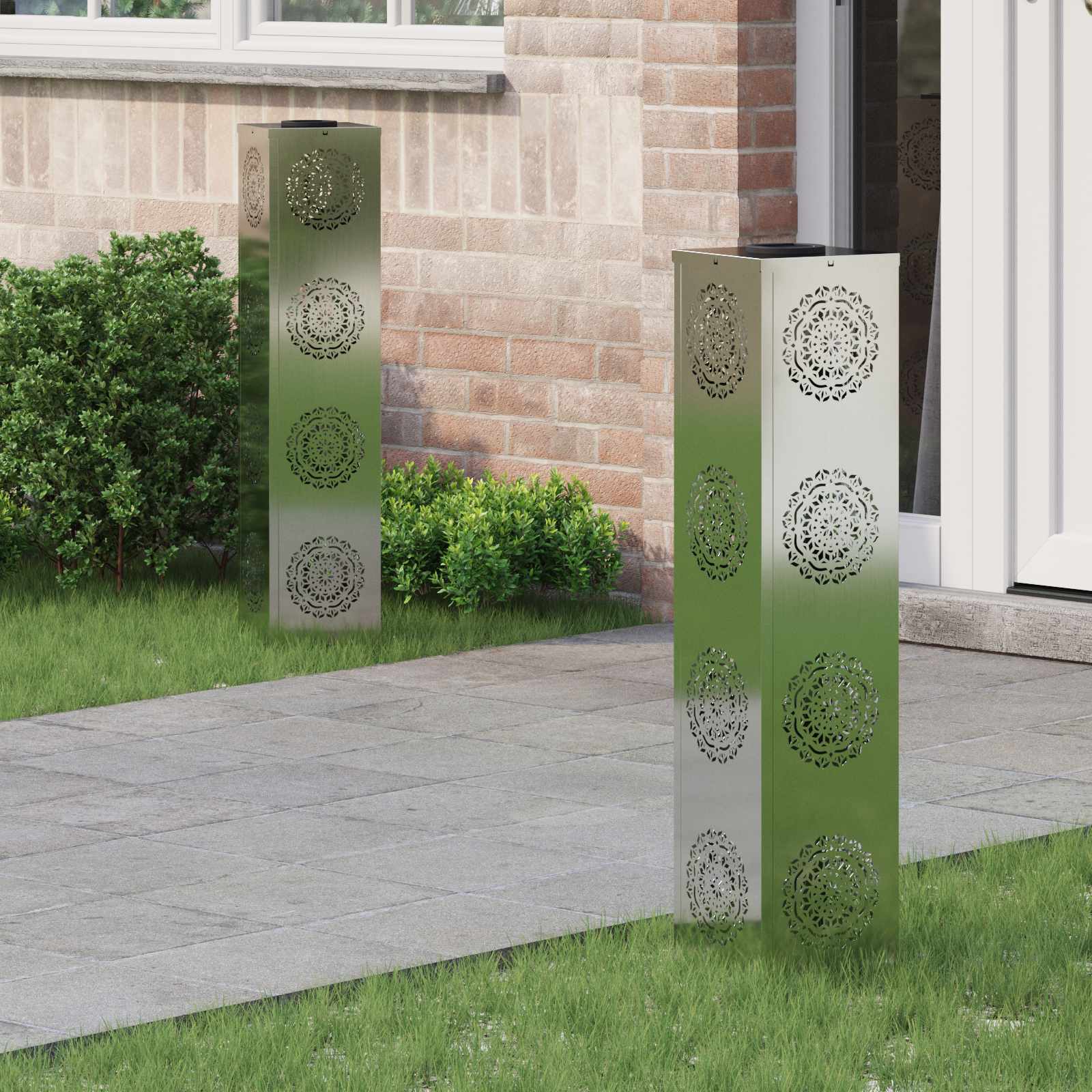 Solarna LED svjetlost za stazu 2 pcs Srebrno Cinkani čelik