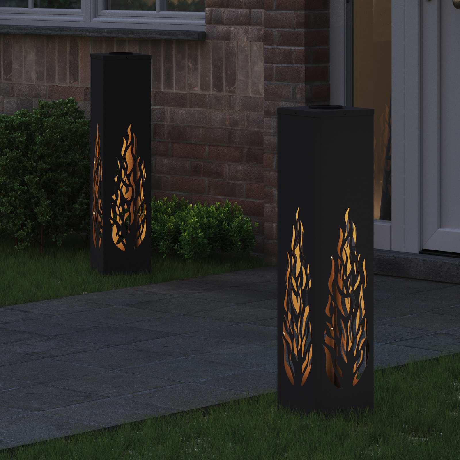 Solarna LED svjetlost za stazu 2 pcs Crna Hladno valjana čelika