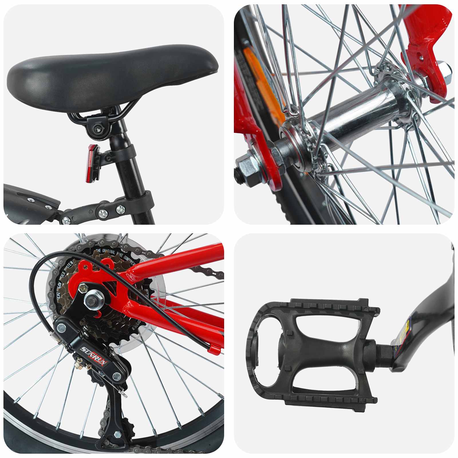 Dječji Bicikl 24 Inča 6-Speed za djecu od 8 do 12 godina Crvena