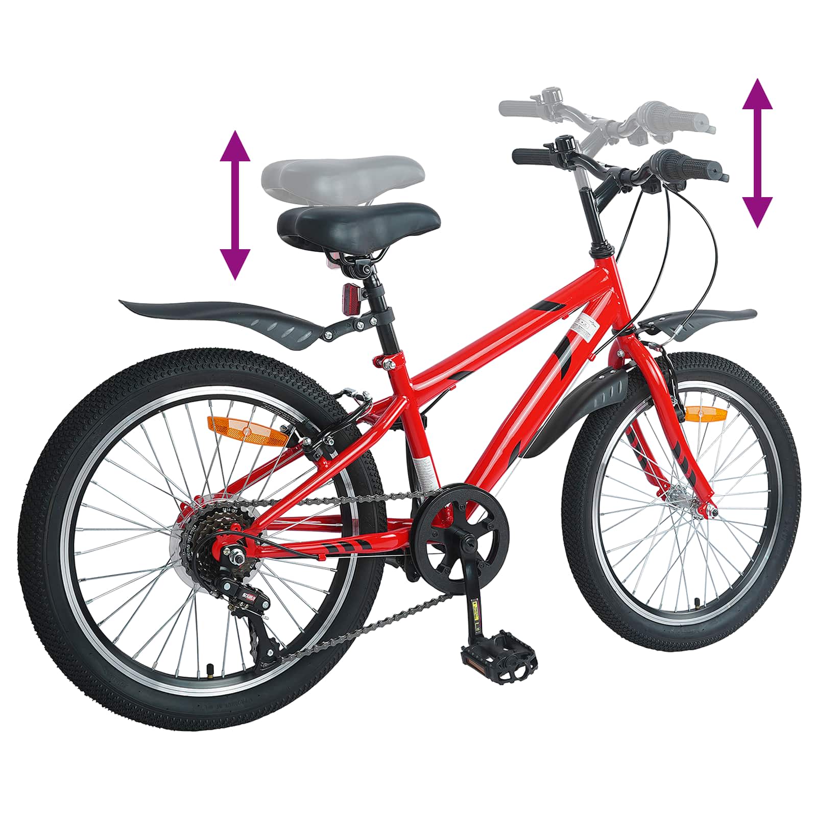 Dječji Bicikl 24 Inča 6-Speed za djecu od 8 do 12 godina Crvena