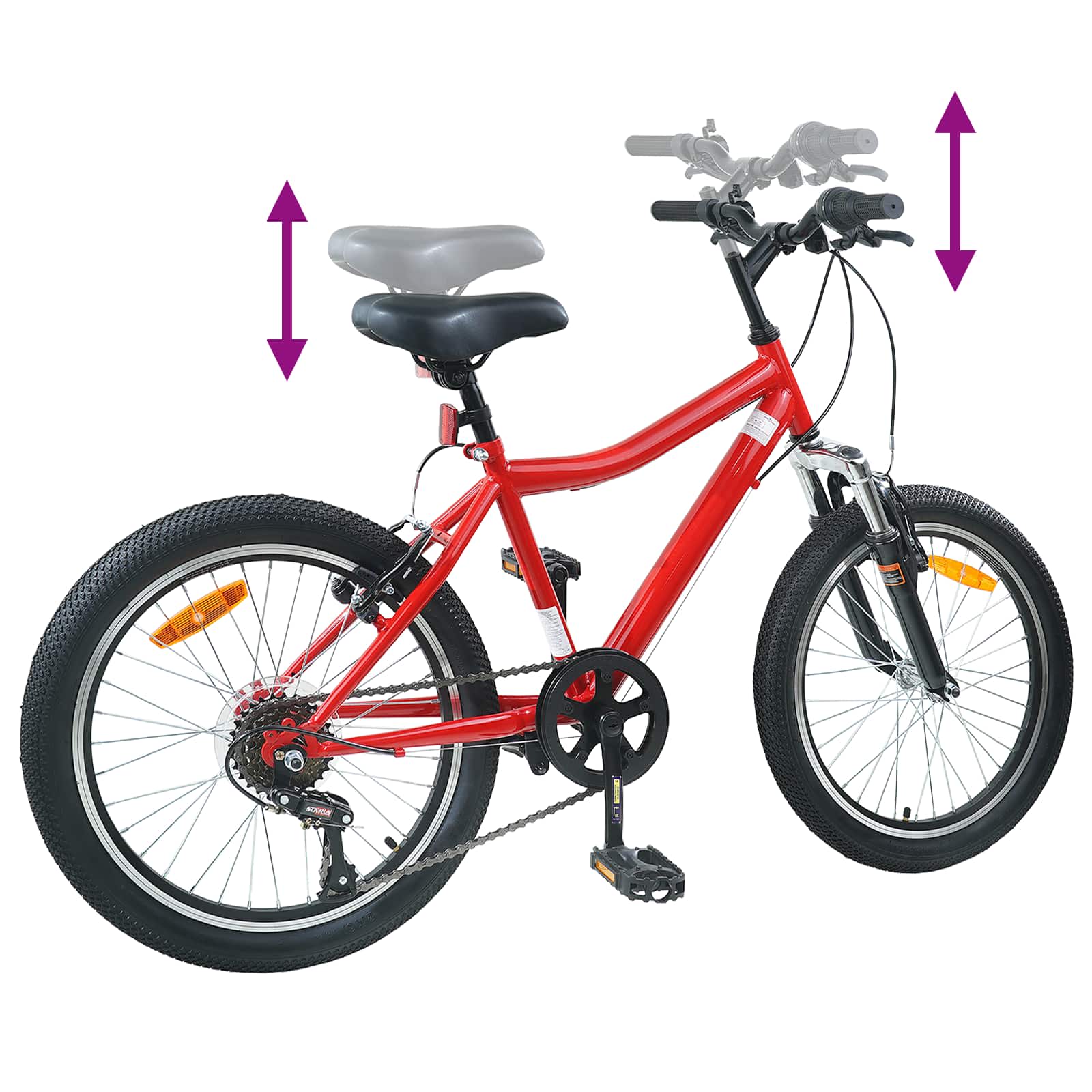 Dječji Bicikl 24 Inča 6-Speed za djecu od 8 do 12 godina Crvena