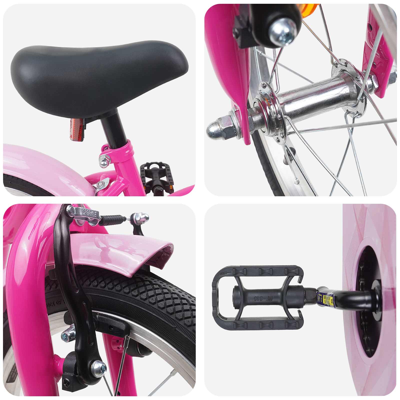 Dječji Bicikl 16 Inča za 4-6 godina Tamno ružičasta