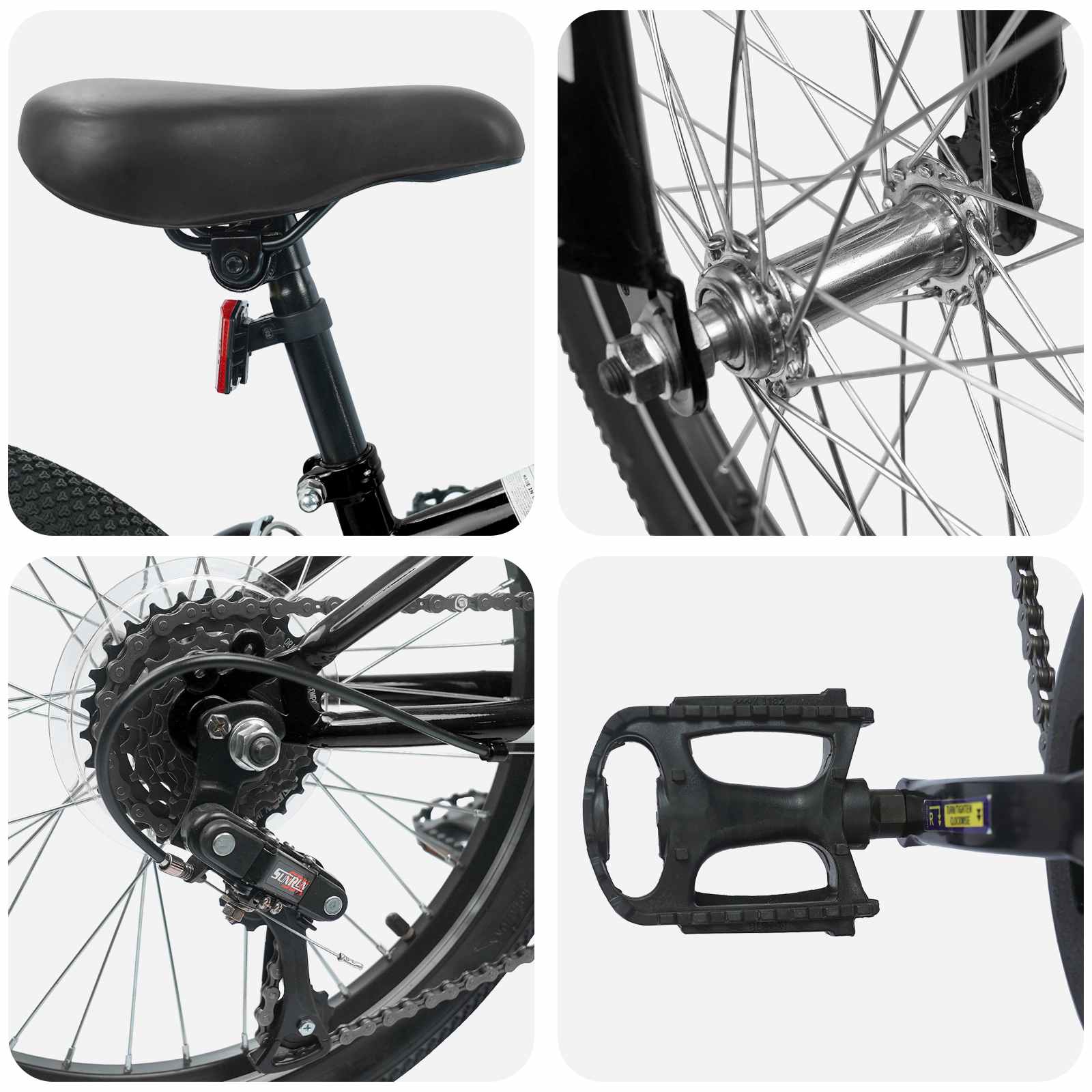 Planinski Bicikl 20 Inča 6-Speed za 5-8 godina Crna