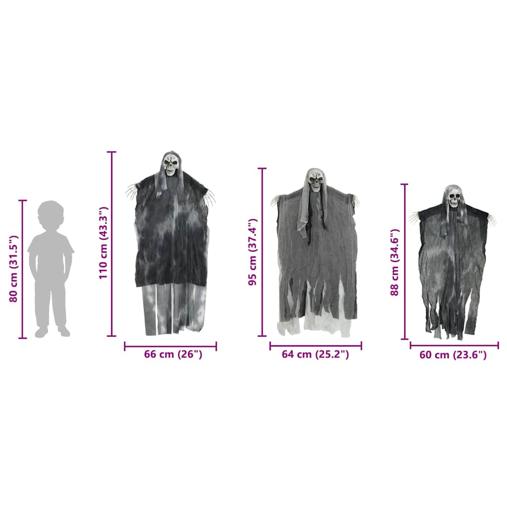 Halloween Ob Hanging Ghost 3 pcs Crna 66 x 110 cm Poliester