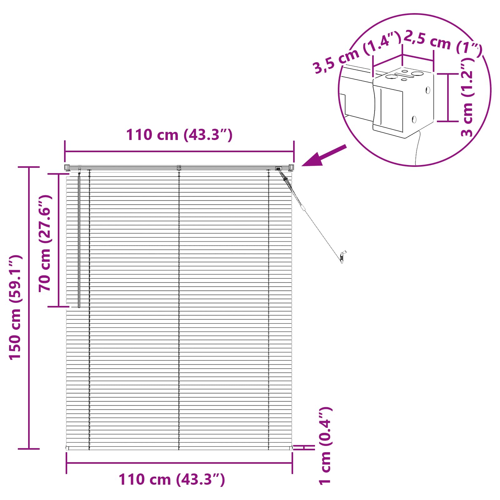 Venecijanska roleta Srebrno Siva 150 x 110 cm PVC