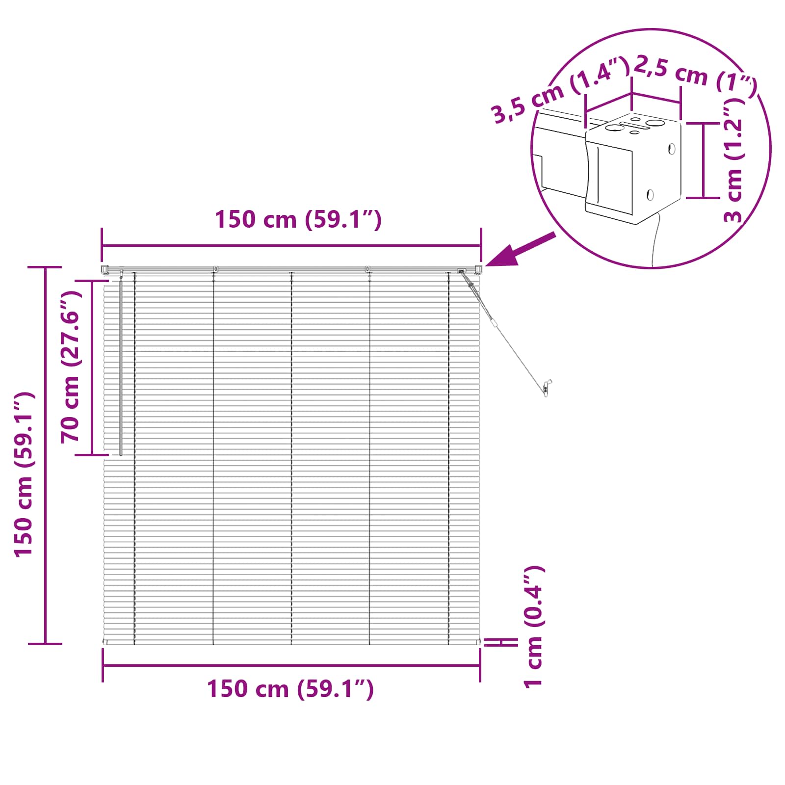 Venecijanska roleta Srebrno Siva 150 x 150 cm PVC
