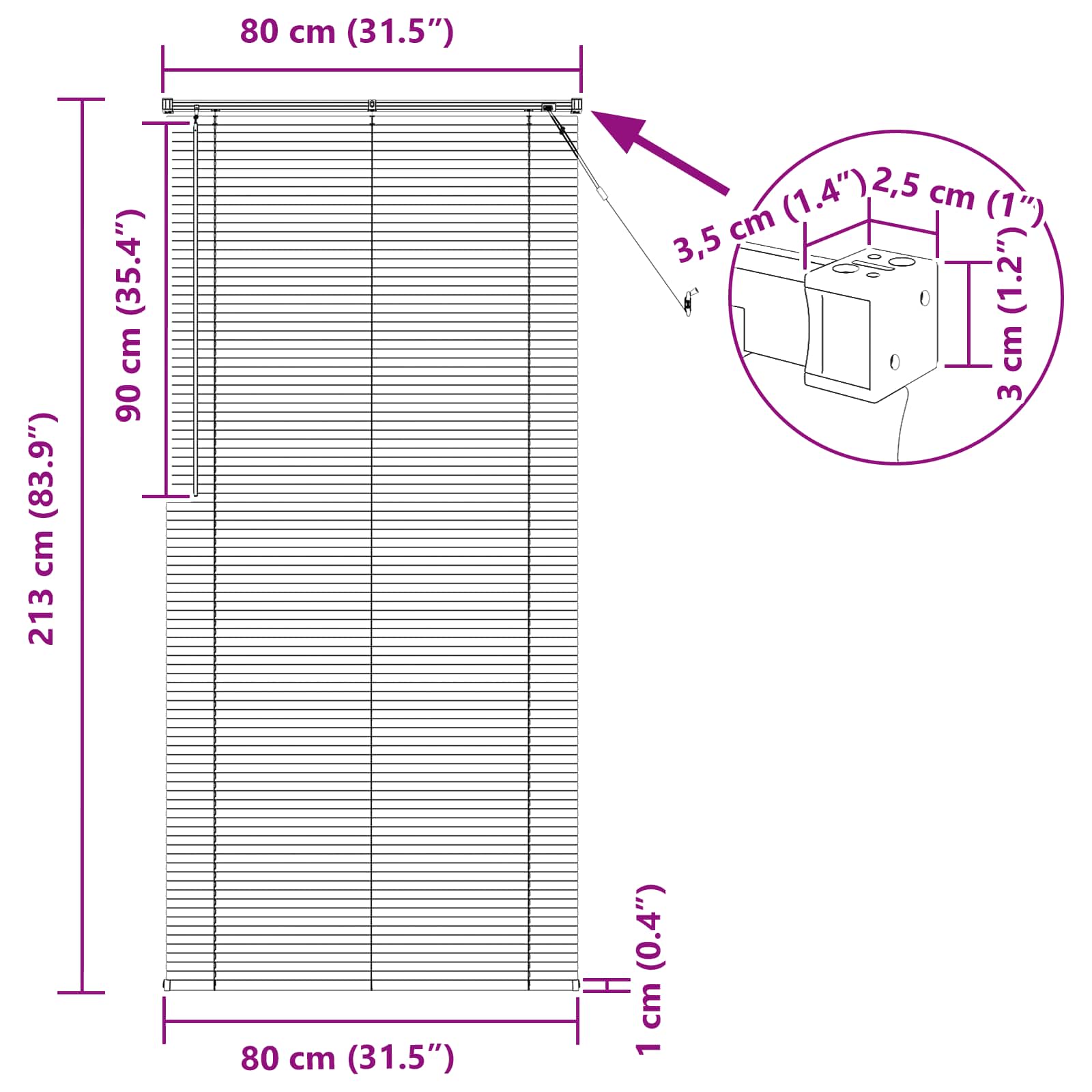 Venecijanska roleta Srebrno Siva 213 x 80 cm PVC