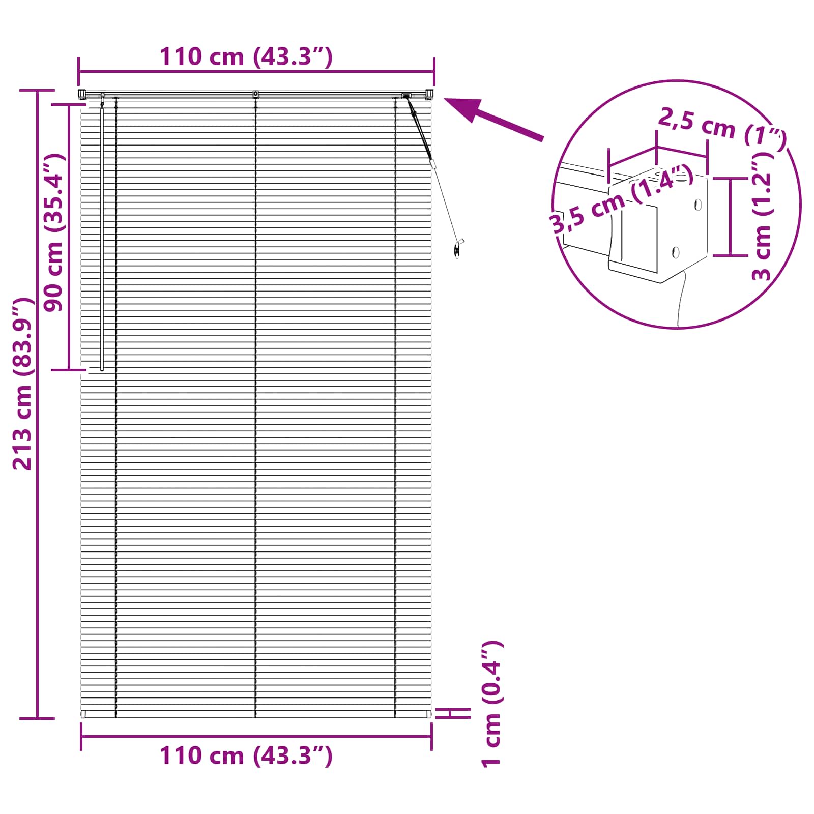 Venecijanska roleta Srebrno Siva 213 x 110 cm PVC