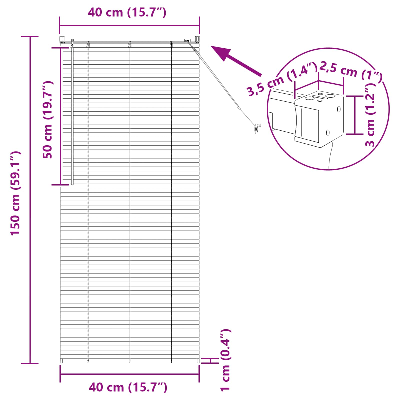Venecijanska roleta Crna 150 x 40 cm PVC