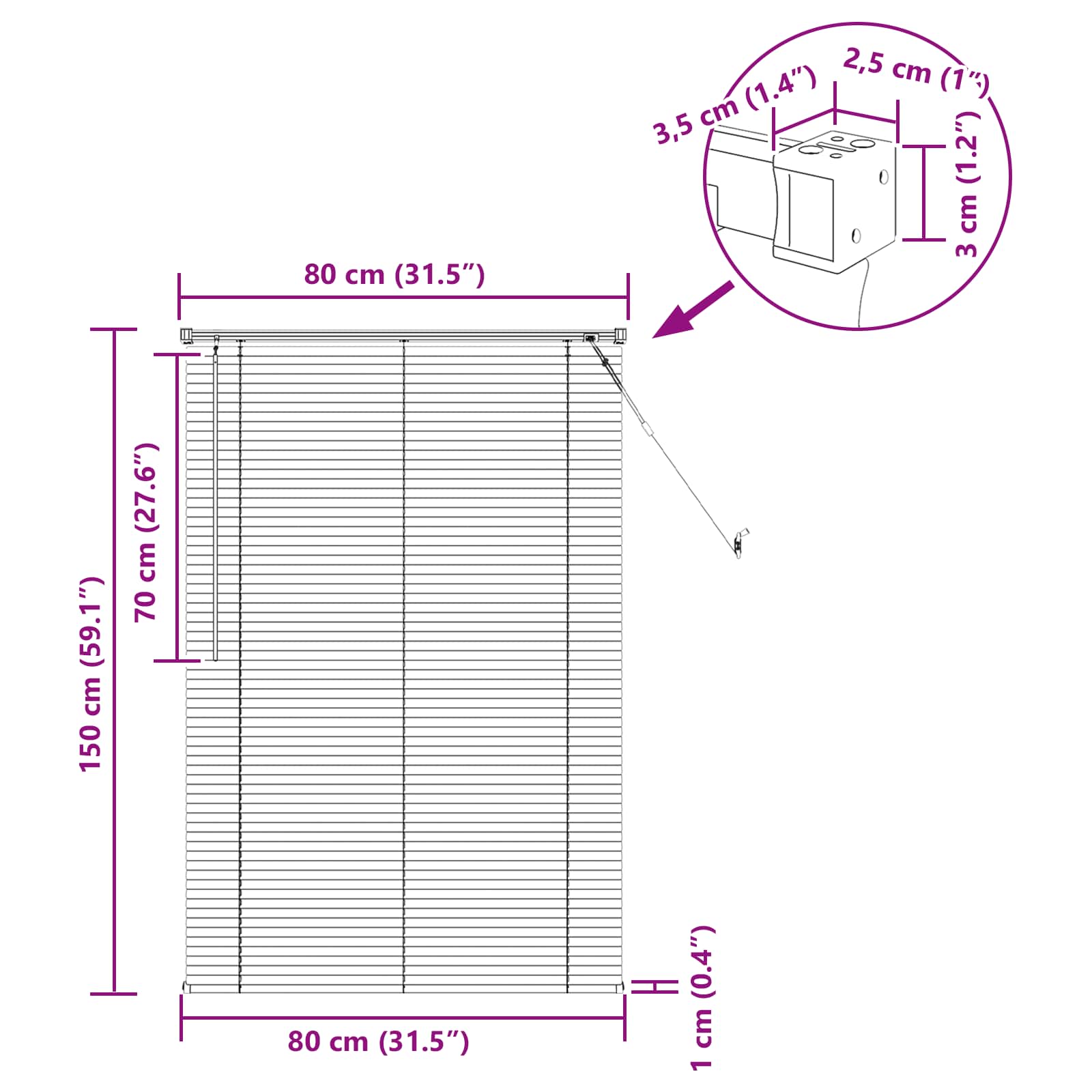 Venecijanska roleta Svijetlo smeđa s uzorkom 150 x 80 cm PVC
